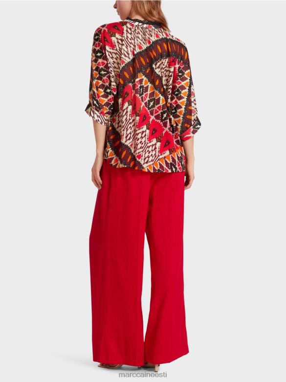 Marc Cain Riietus trükitud viskoosist kimonopluus J8DT913 sügav punane