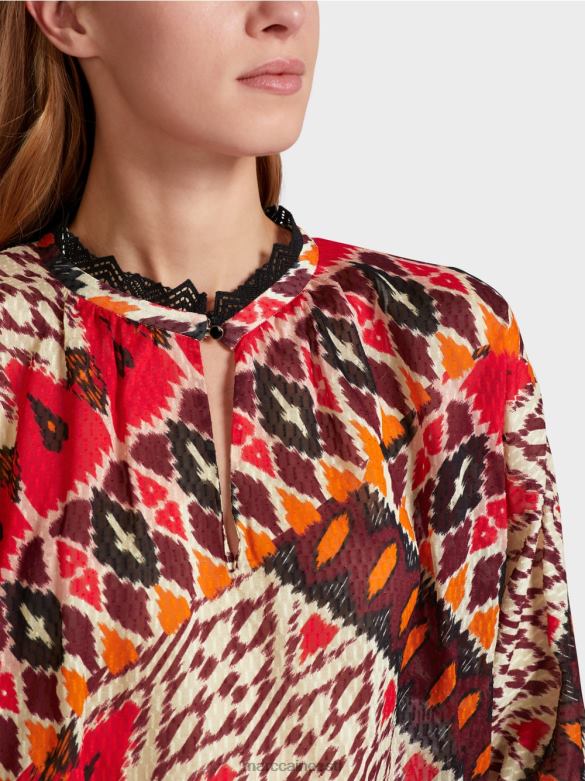 Marc Cain Riietus trükitud viskoosist kimonopluus J8DT913 sügav punane