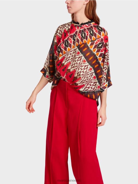 Marc Cain Riietus trükitud viskoosist kimonopluus J8DT913 sügav punane