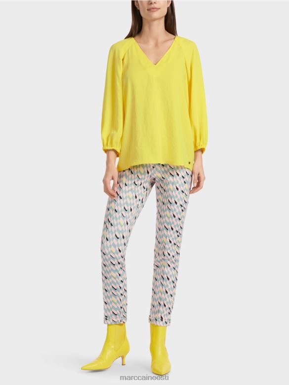 Marc Cain Riietus v-kaelusega "mõelge koos pluus uuesti läbi J8DT880 pehme sidrun