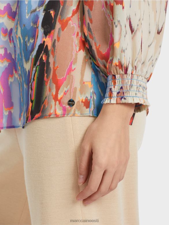 Marc Cain Riietus värviline \"mõtle koos ümber\" pluus J8DT853 tume suvetaevas