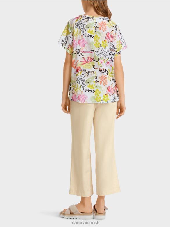 Marc Cain Riietus värviline pluus broderie anglaise\'iga J8DT932 kerge limeaad