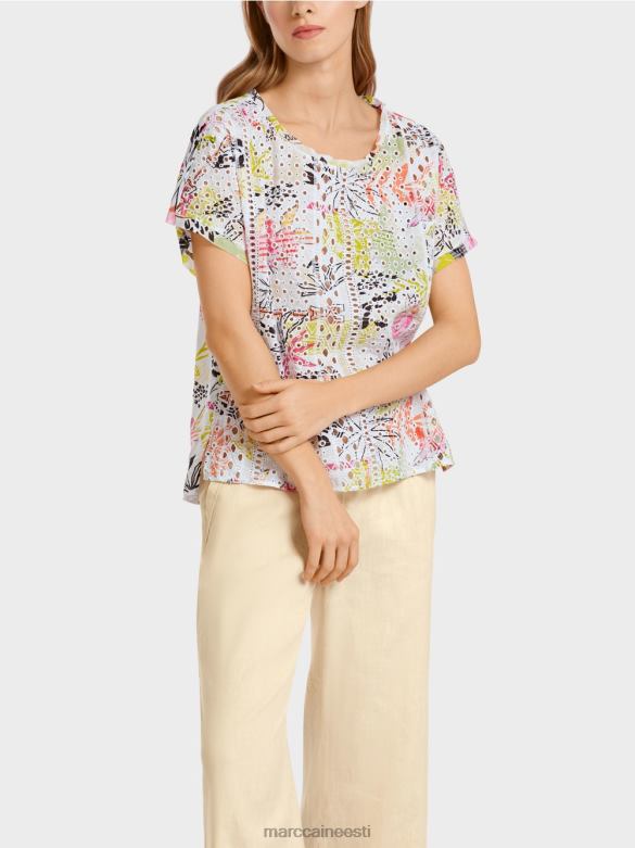 Marc Cain Riietus värviline pluus broderie anglaise\'iga J8DT932 kerge limeaad