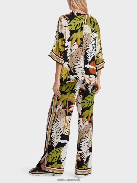 Marc Cain Riietus viskoosist kimono varrukatega pluus J8DT947 sügav oliiviroheline