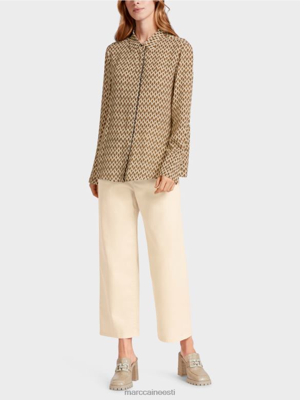 Marc Cain Riietus viskoosist pluus ületrükiga J8DT917 kreem