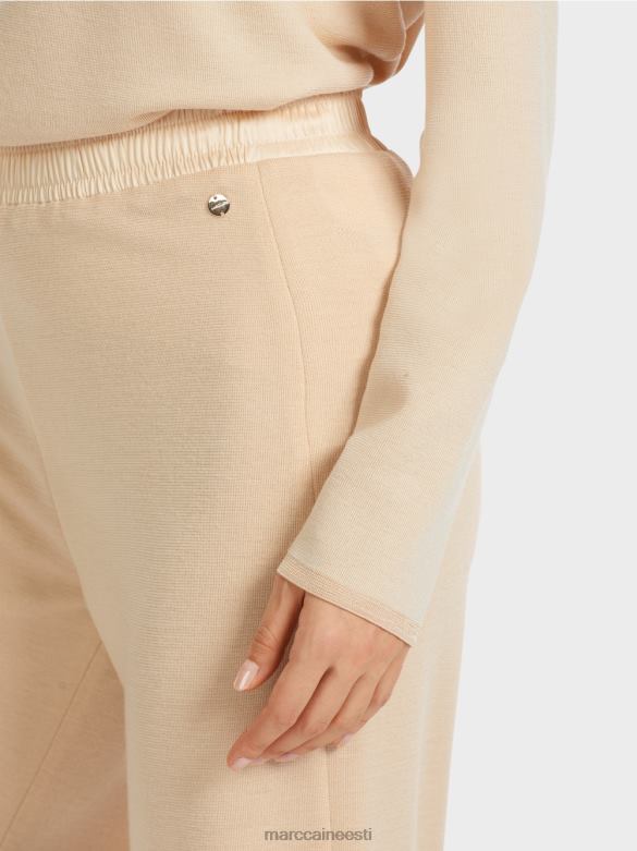 Marc Cain Riietus Saksamaal kootud villased püksid J8DT547 tume kreem