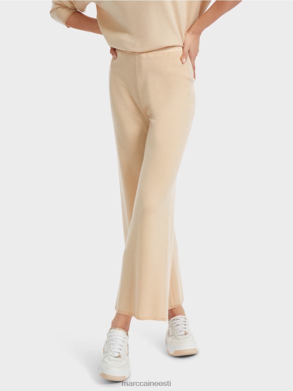 Marc Cain Riietus Saksamaal kootud villased püksid J8DT547 tume kreem