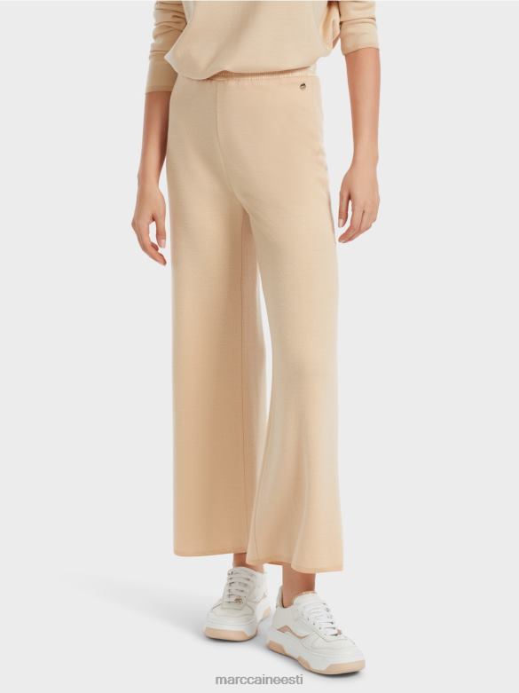 Marc Cain Riietus Saksamaal kootud villased püksid J8DT547 tume kreem