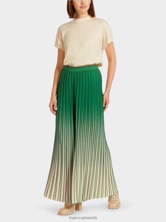Marc Cain Riietus erksa värvi gradiendiga plisseeritud püksid J8DT719 samblaroheline