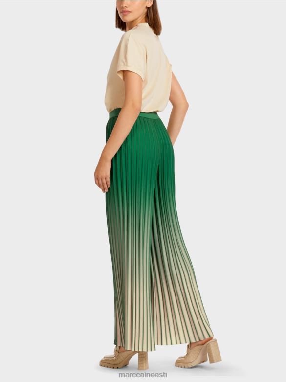 Marc Cain Riietus erksa värvi gradiendiga plisseeritud püksid J8DT719 samblaroheline