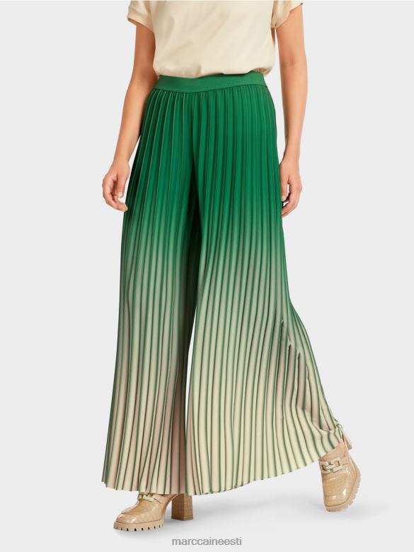 Marc Cain Riietus erksa värvi gradiendiga plisseeritud püksid J8DT719 samblaroheline