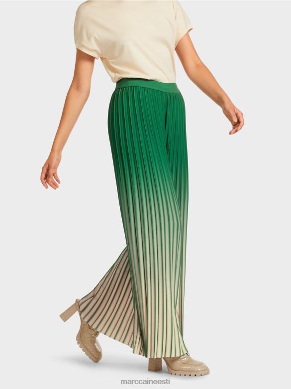 Marc Cain Riietus erksa värvi gradiendiga plisseeritud püksid J8DT719 samblaroheline