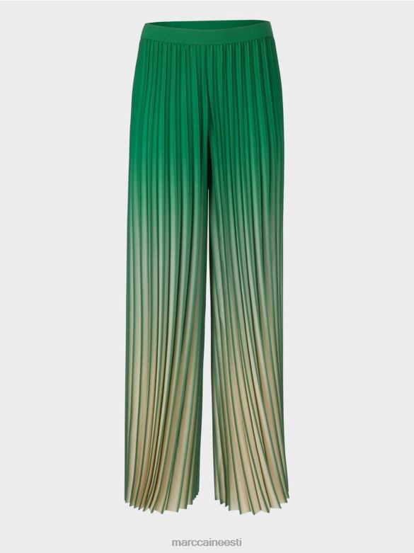 Marc Cain Riietus erksa värvi gradiendiga plisseeritud püksid J8DT719 samblaroheline