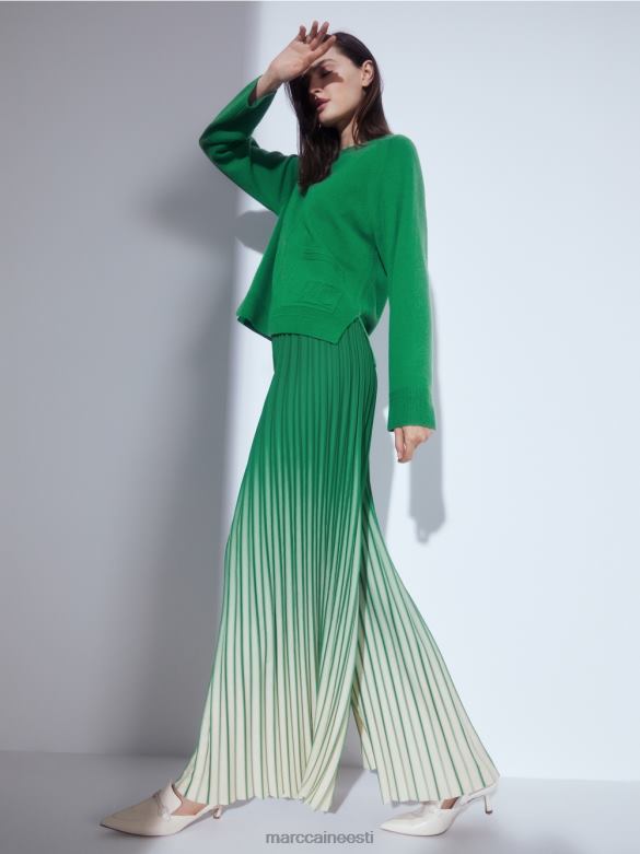 Marc Cain Riietus erksa värvi gradiendiga plisseeritud püksid J8DT719 samblaroheline