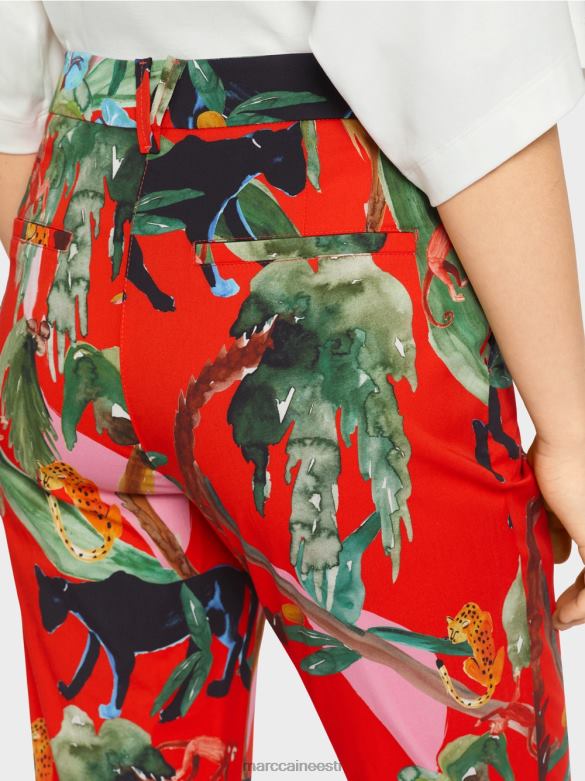 Marc Cain Riietus franca mansettpüksid troopilise trükiga J8DT675 tulipunane