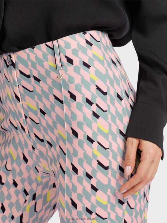 Marc Cain Riietus graafilise disainiga püksid sydney J8DT589 tume taevasinine