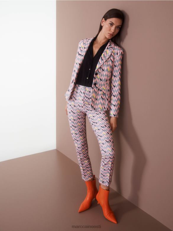 Marc Cain Riietus graafilise disainiga püksid sydney J8DT589 tume taevasinine