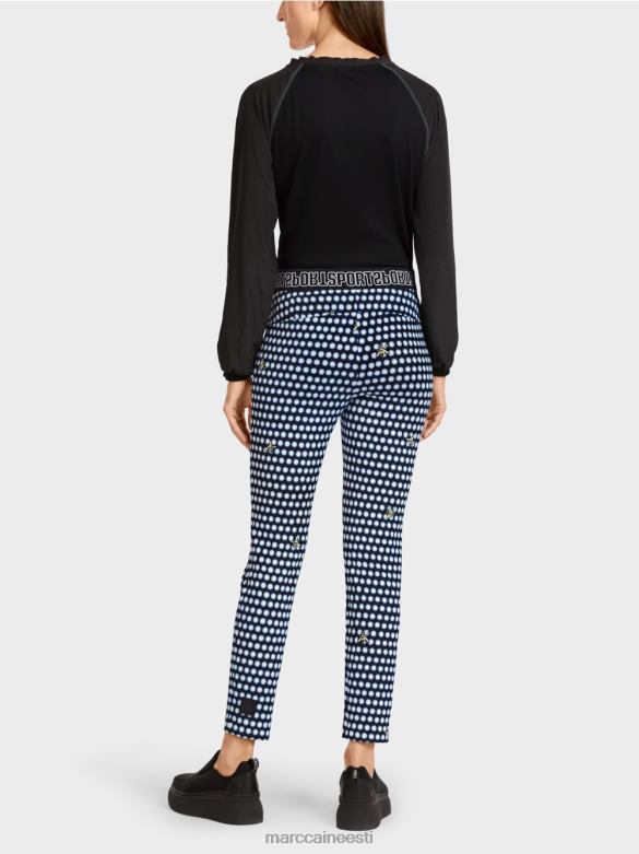 Marc Cain Riietus õhukesed õmmeldud pressitud kortsudega püksid J8DT715 must