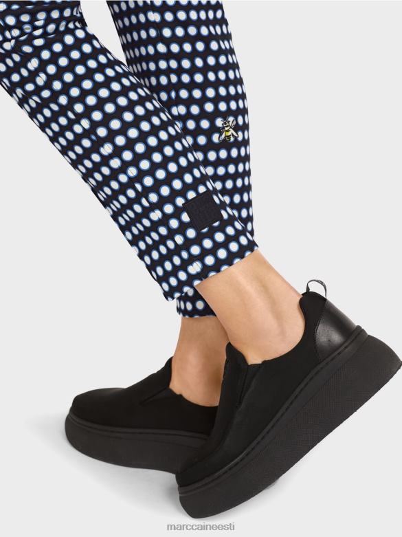 Marc Cain Riietus õhukesed õmmeldud pressitud kortsudega püksid J8DT715 must