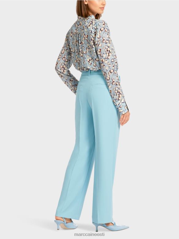 Marc Cain Riietus kerged pressitud kortsudega püksid J8DT734 atmosfääri sinine