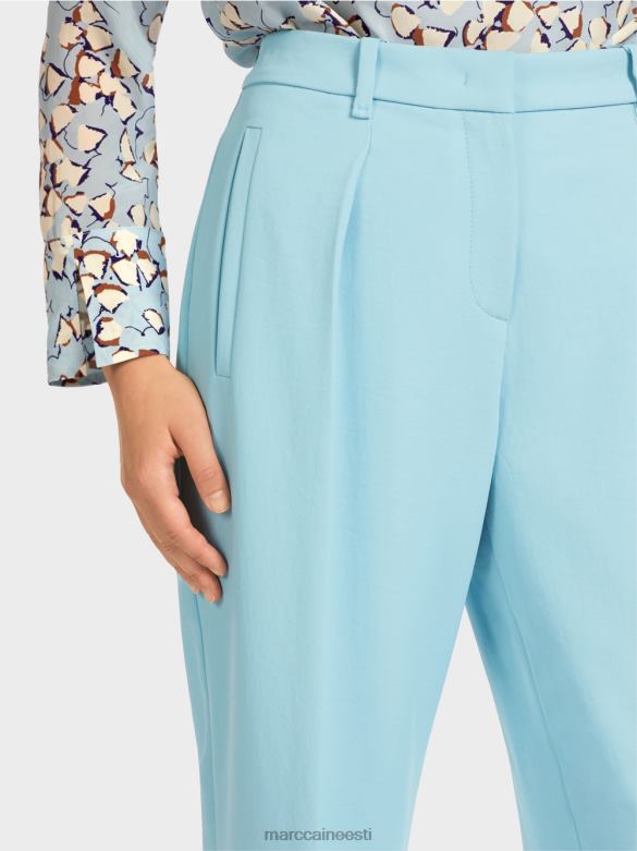 Marc Cain Riietus kerged pressitud kortsudega püksid J8DT734 atmosfääri sinine