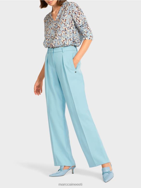 Marc Cain Riietus kerged pressitud kortsudega püksid J8DT734 atmosfääri sinine