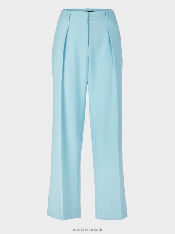 Marc Cain Riietus kerged pressitud kortsudega püksid J8DT734 atmosfääri sinine