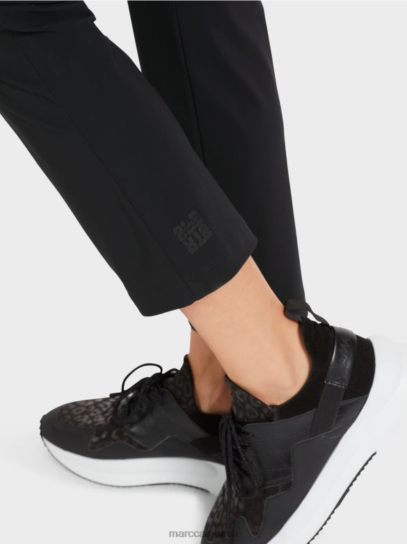 Marc Cain Riietus kitsad püksid fengyi vööpaelaga J8DT564 must