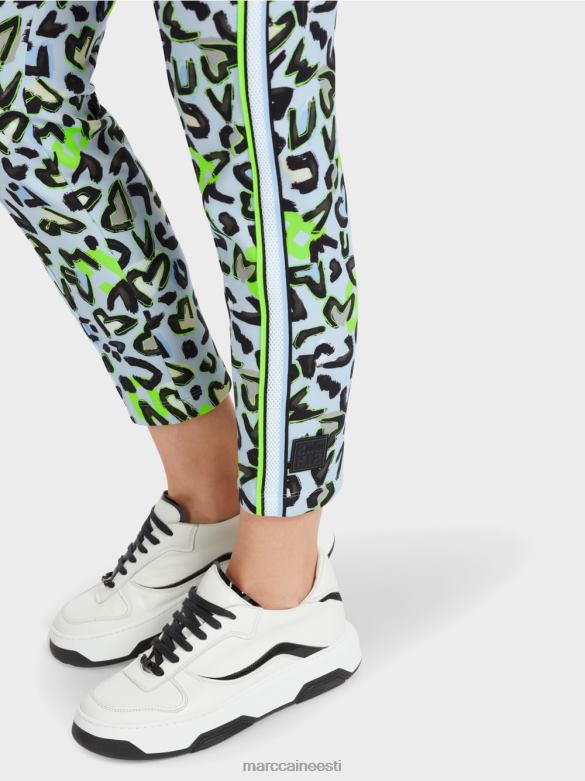 Marc Cain Riietus kitsad püksid sofia ülevalt trükiga J8DT562 pehme pulber sinine