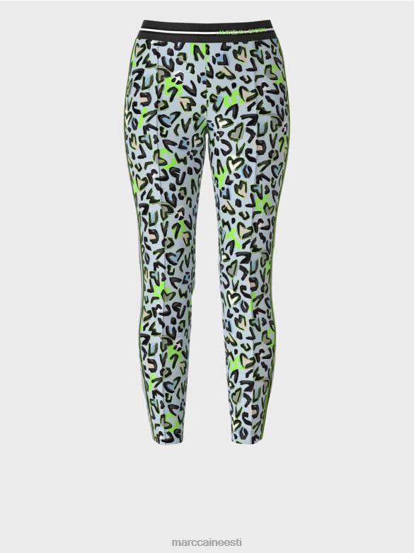 Marc Cain Riietus kitsad püksid sofia ülevalt trükiga J8DT562 pehme pulber sinine