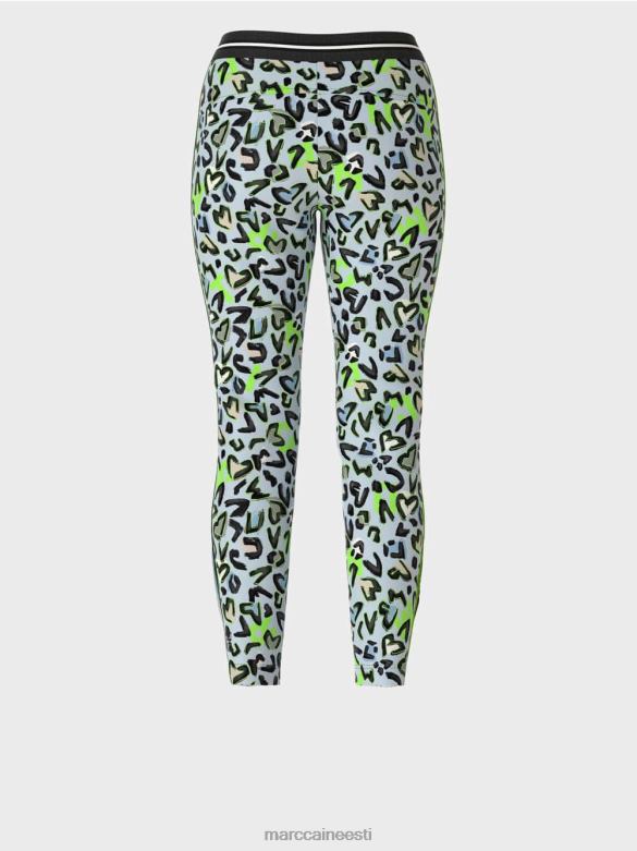 Marc Cain Riietus kitsad püksid sofia ülevalt trükiga J8DT562 pehme pulber sinine