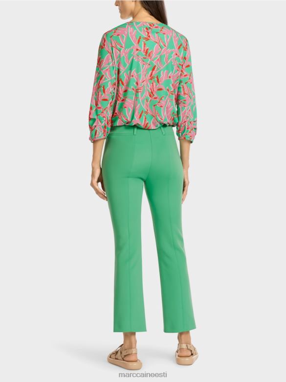 Marc Cain Riietus klassikalised pressitud kortsudega püksid J8DT701 särav jade