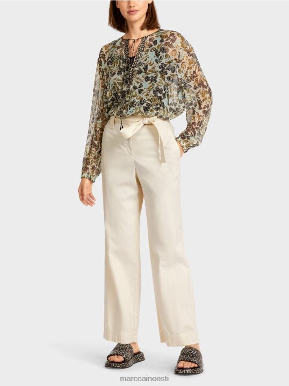 Marc Cain Riietus \"koos ümber mõtlema\" paberkotti stiilis püksid J8DT694 pulberkreem