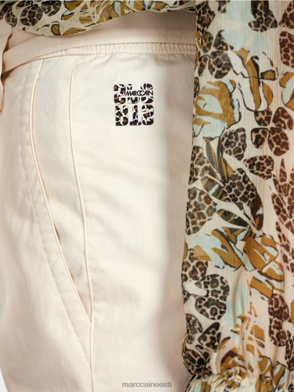 Marc Cain Riietus \"koos ümber mõtlema\" paberkotti stiilis püksid J8DT694 pulberkreem
