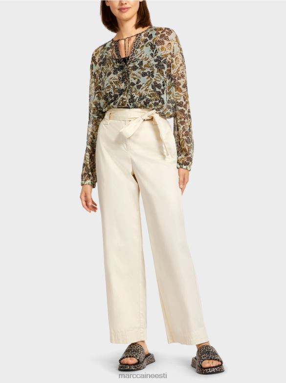 Marc Cain Riietus \"koos ümber mõtlema\" paberkotti stiilis püksid J8DT694 pulberkreem