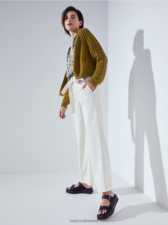 Marc Cain Riietus \"koos ümber mõtlema\" paberkotti stiilis püksid J8DT694 pulberkreem