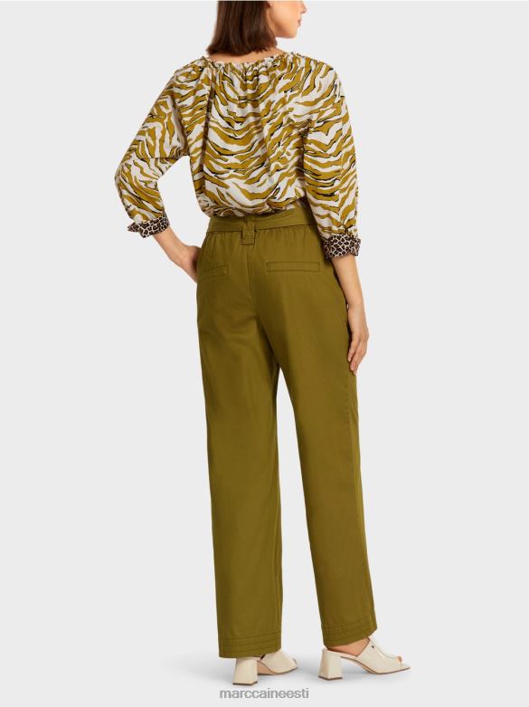 Marc Cain Riietus \"koos ümber mõtlema\" paberkotti stiilis püksid J8DT697 kollane oliiv