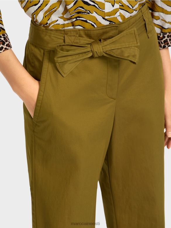 Marc Cain Riietus \"koos ümber mõtlema\" paberkotti stiilis püksid J8DT697 kollane oliiv