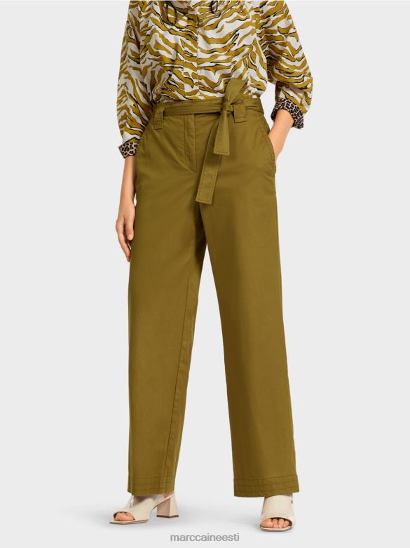 Marc Cain Riietus \"koos ümber mõtlema\" paberkotti stiilis püksid J8DT697 kollane oliiv