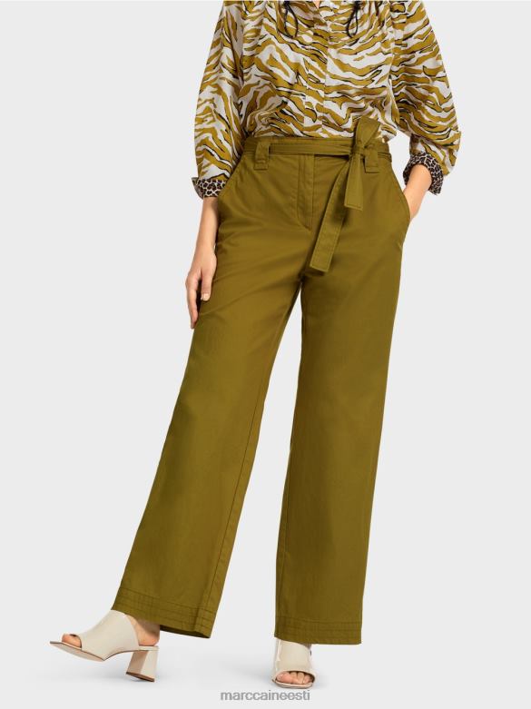 Marc Cain Riietus \"koos ümber mõtlema\" paberkotti stiilis püksid J8DT697 kollane oliiv