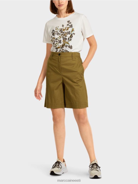Marc Cain Riietus "koos uuesti mõtlema" lühikesed püksid J8DT707 kollane oliiv