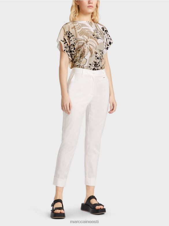 Marc Cain Riietus kortsu ja mansetiga franca püksid J8DT659 määrdunudvalge