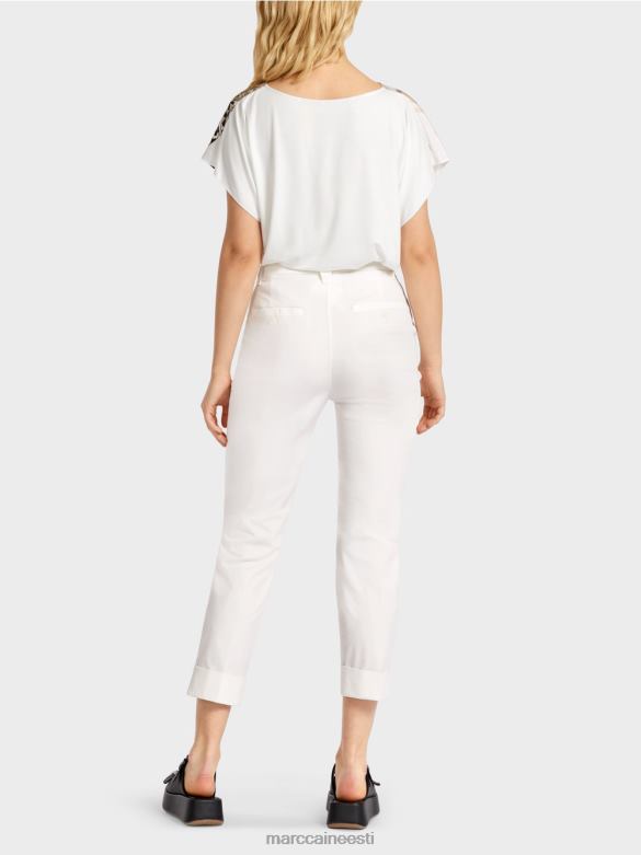 Marc Cain Riietus kortsu ja mansetiga franca püksid J8DT659 määrdunudvalge