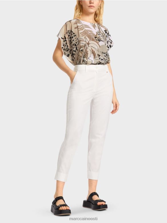 Marc Cain Riietus kortsu ja mansetiga franca püksid J8DT659 määrdunudvalge