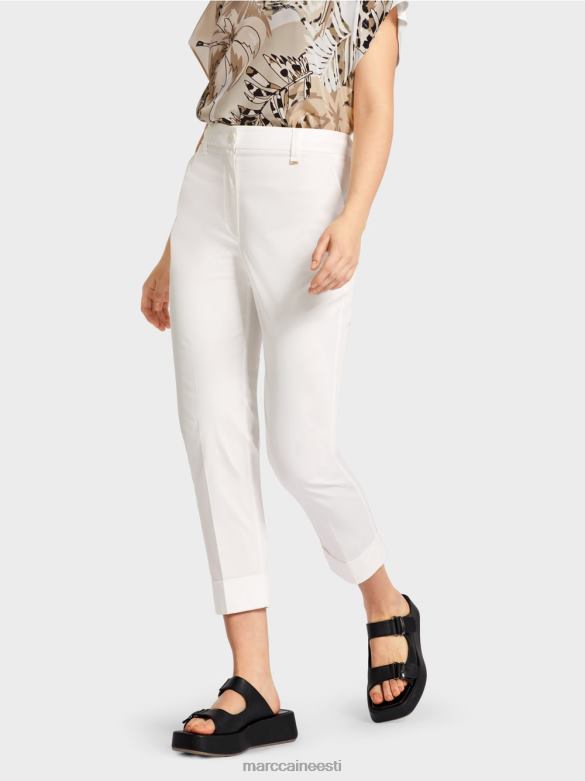 Marc Cain Riietus kortsu ja mansetiga franca püksid J8DT659 määrdunudvalge