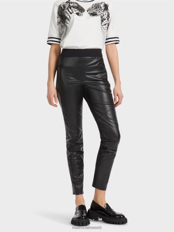 Marc Cain Riietus lõbusad nahast sinnar püksid J8DT533 must
