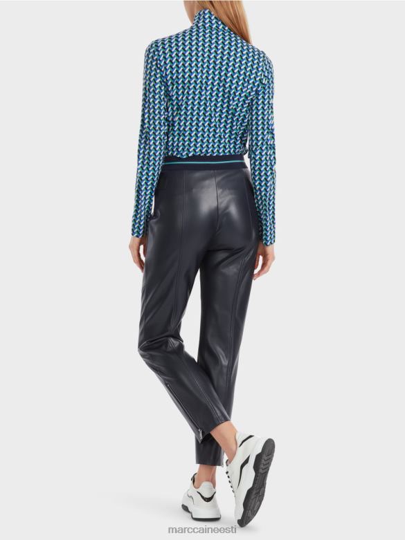 Marc Cain Riietus lõbusad nahast sofiapüksid J8DT523 kesköösinine