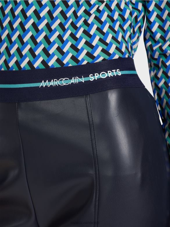 Marc Cain Riietus lõbusad nahast sofiapüksid J8DT523 kesköösinine