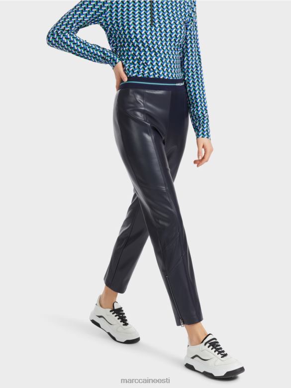 Marc Cain Riietus lõbusad nahast sofiapüksid J8DT523 kesköösinine