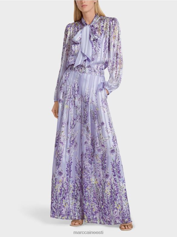 Marc Cain Riietus laiad püksid wisteria trükiga J8DT630 särav lilla